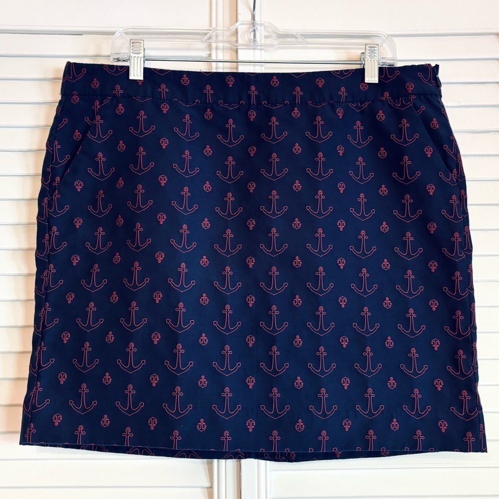 Tommy Hilfiger Nautical Anchor Print Navy Blue and Red Skirt Size 14